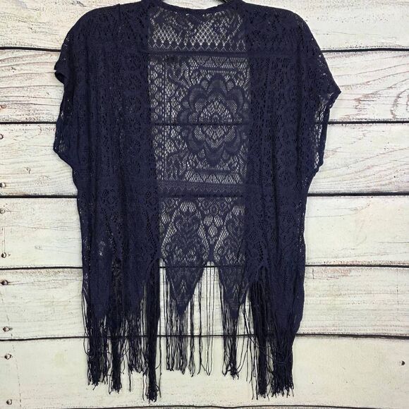Maurices Navy Fringe Lace Kimono Cardigan S/M - Picture 3 of 6